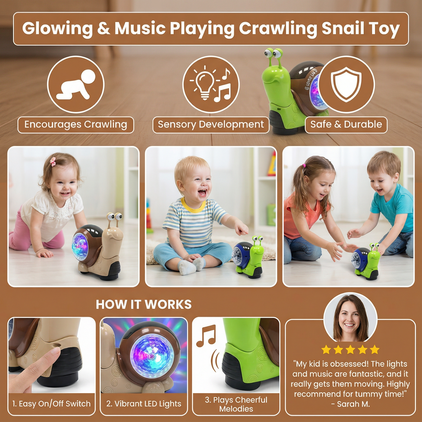 Glowing and Music Playing Crawling Snail Toy