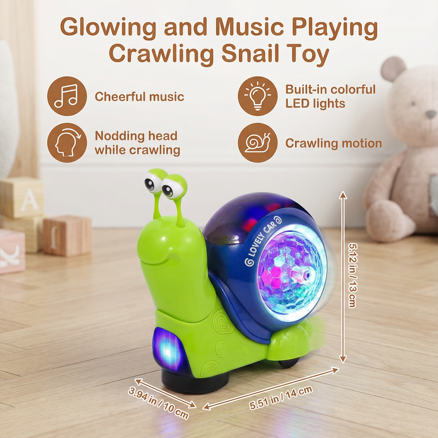 Glowing and Music Playing Crawling Snail Toy