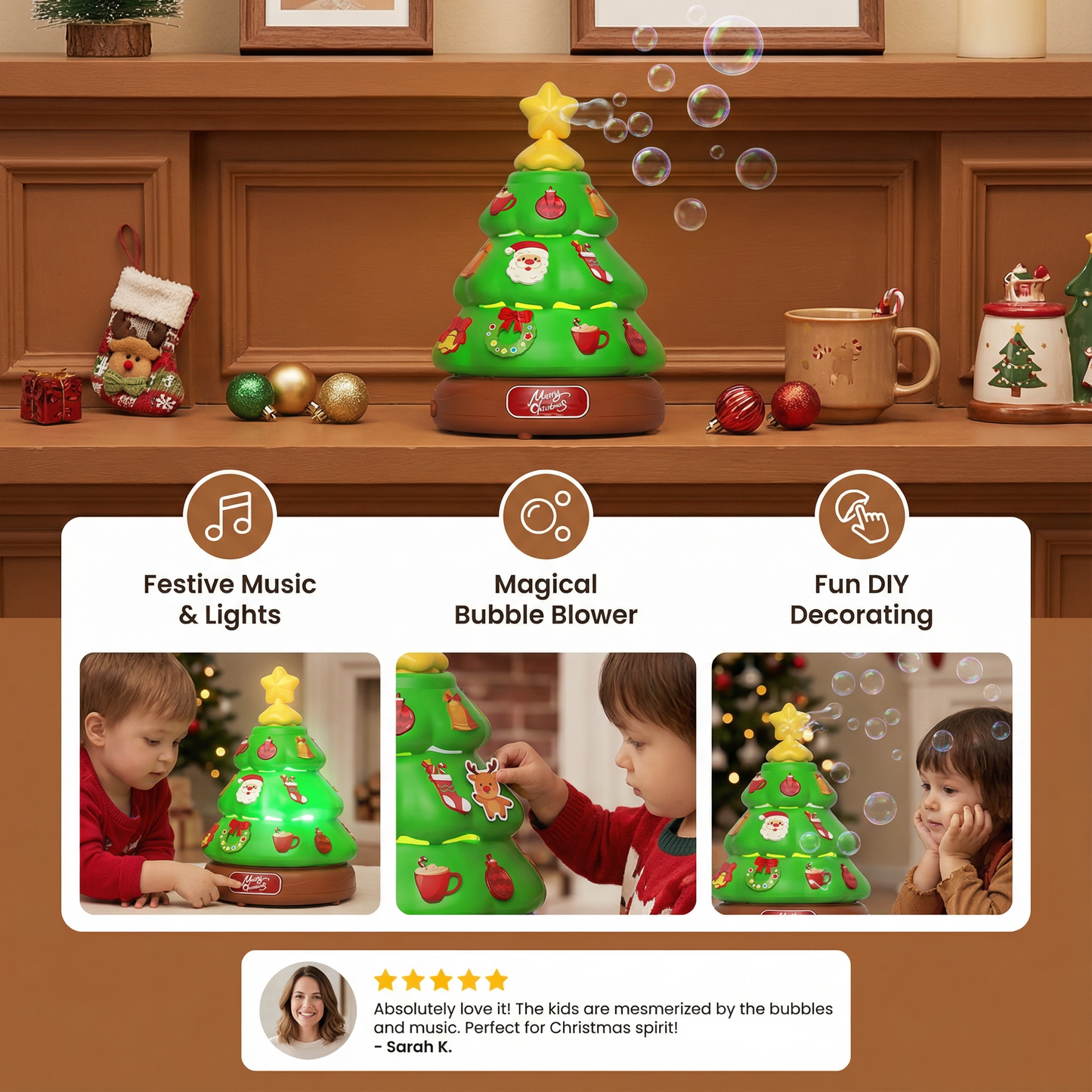 Music Bubble Christmas Tree with Stickers for Decorating