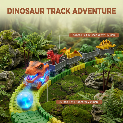 Dinosaur Track Adventure – Flexible Race Track with Glowing Train
