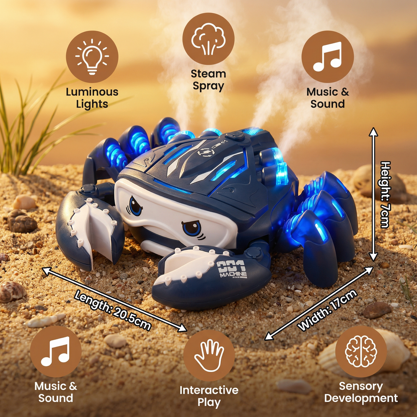 Luminous and Steam-Spraying Music Crab