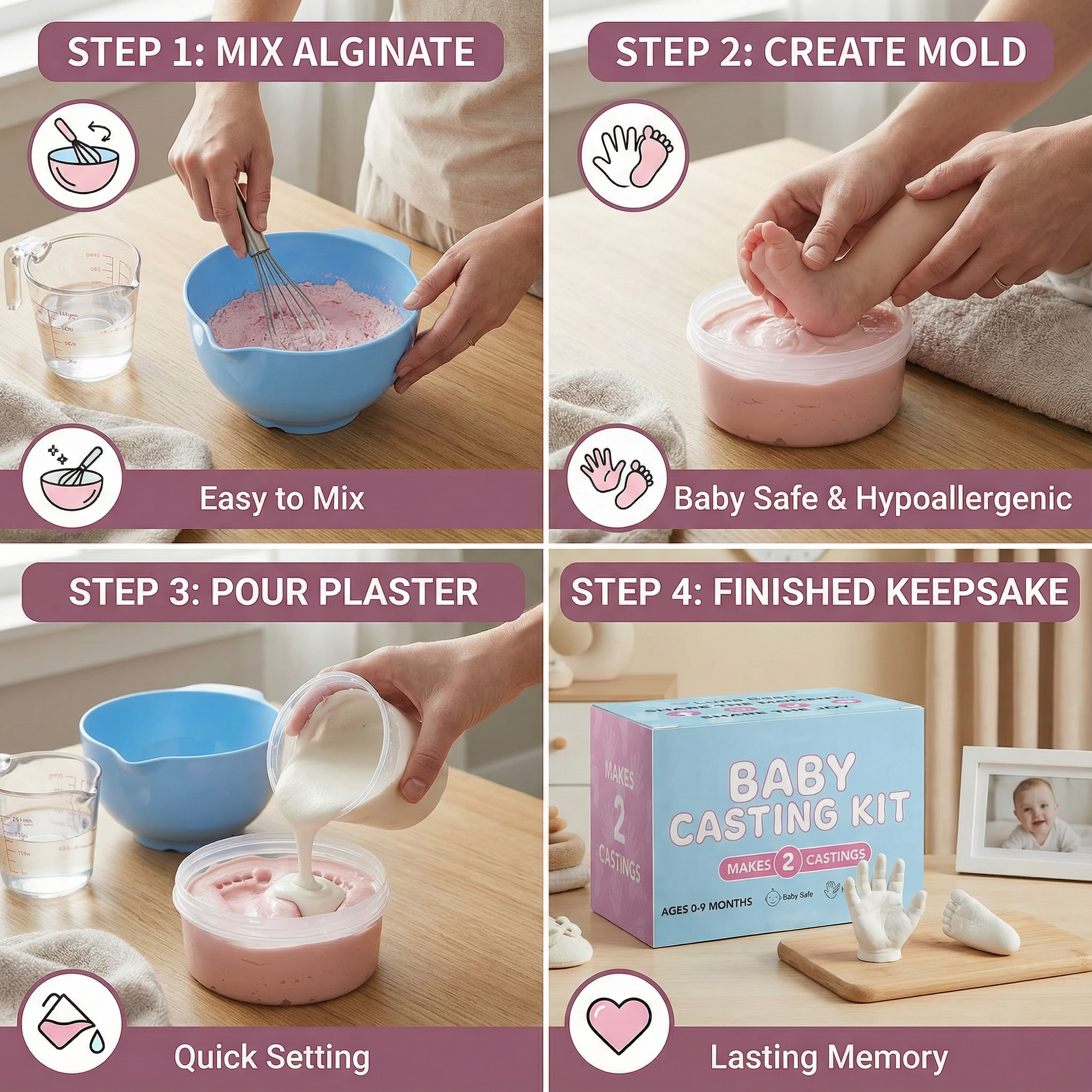 Baby Print Memory Kit for Keepsake Hand and Foot Art