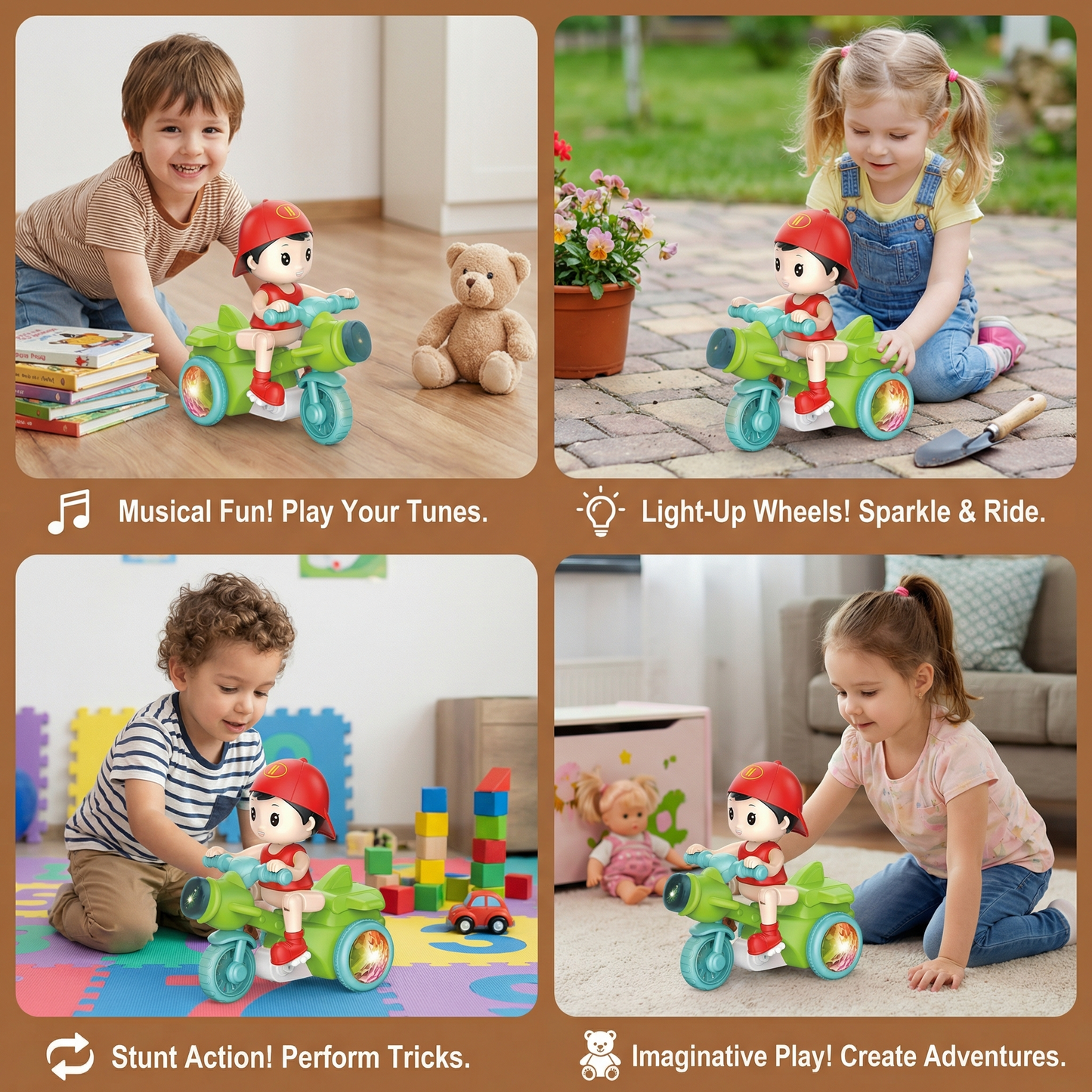 Light-Up Musical Kids Stunt Scooter Toy