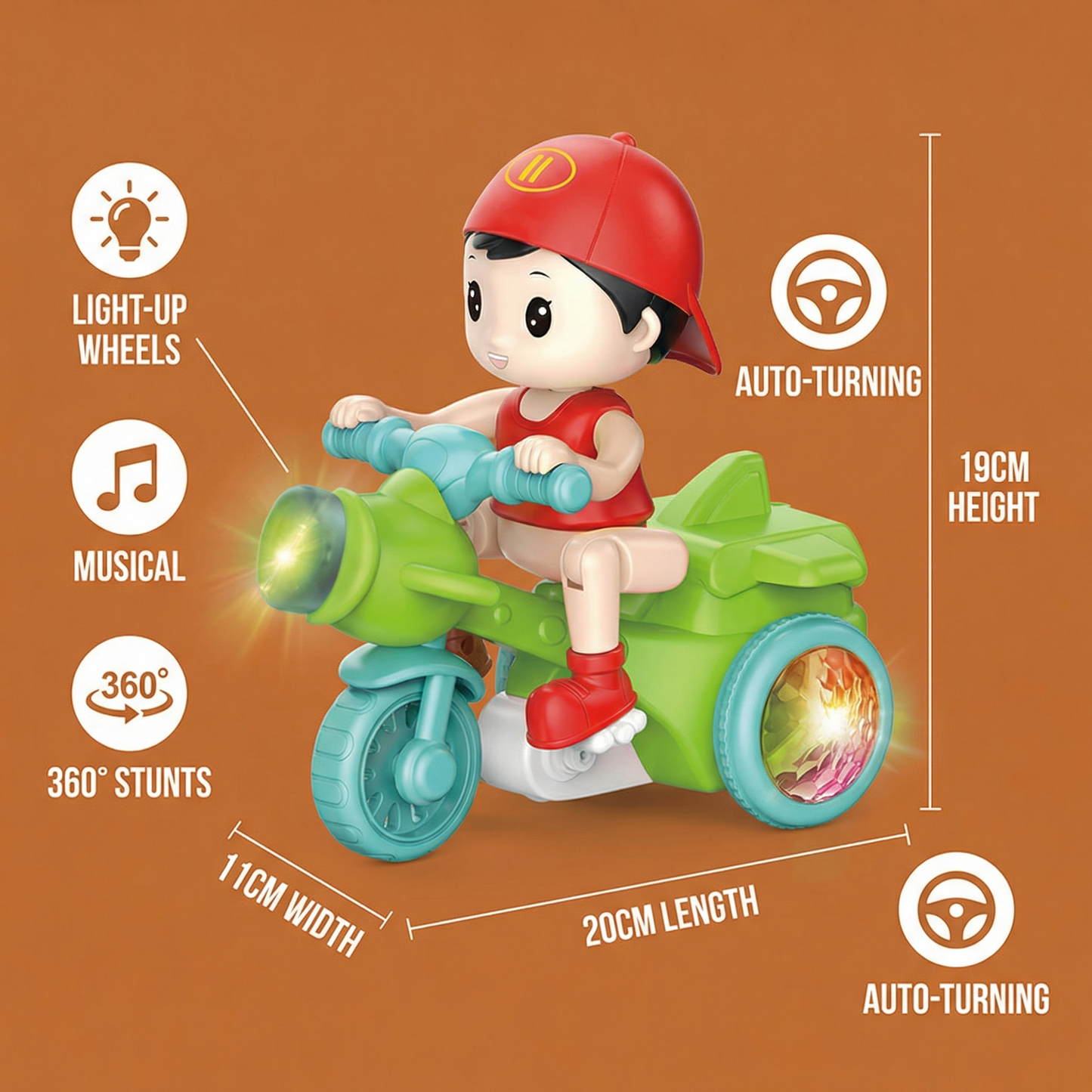 Light-Up Musical Kids Stunt Scooter Toy
