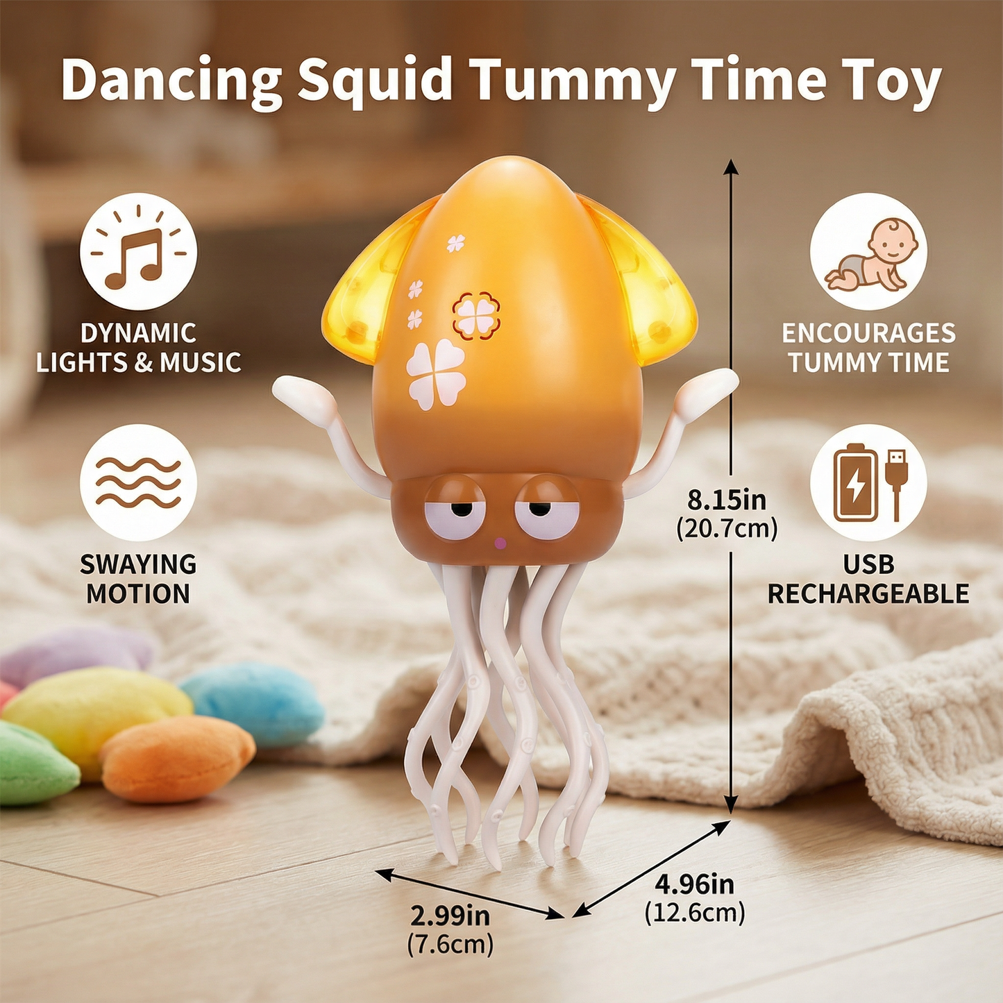 Dancing Squid Tummy Time Toy