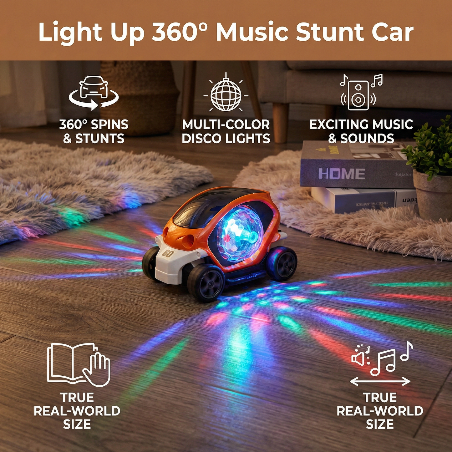 Light Up 360° Music Stunt Car