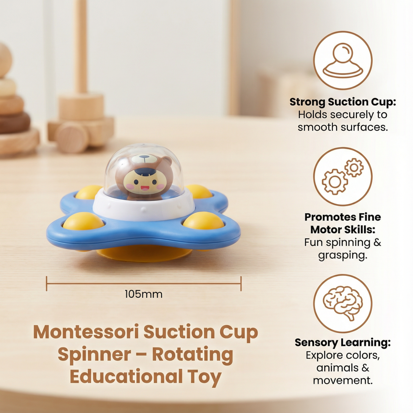 Montessori Suction Cup Spinner – Rotating Educational Toy