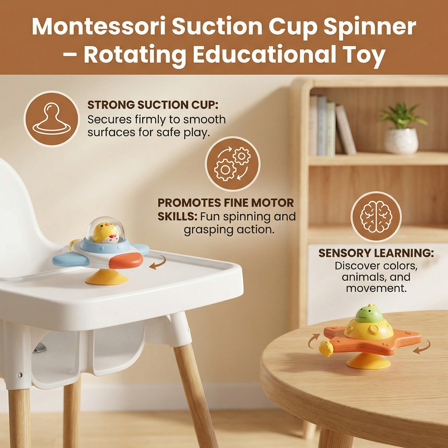 Montessori Suction Cup Spinner – Rotating Educational Toy