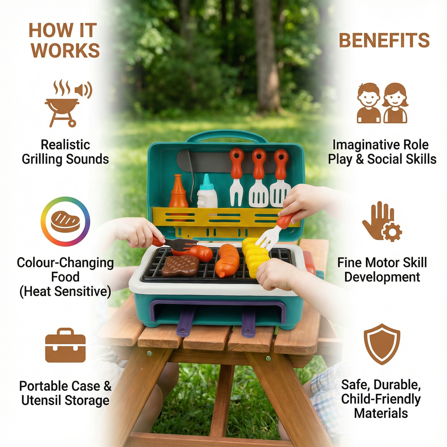 My first BBQ Grill – Children's Kitchen with Smoke Effect and Colour-Changing Food