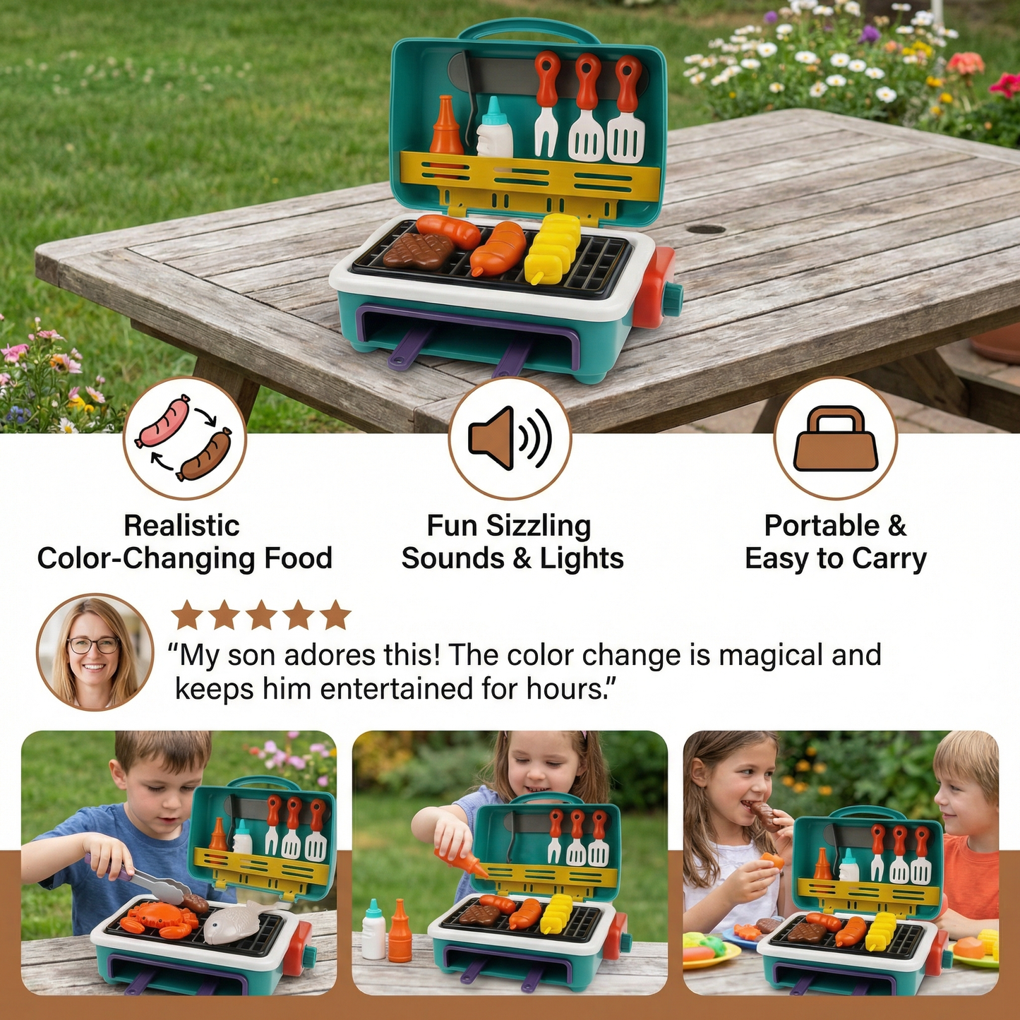 My first BBQ Grill – Children's Kitchen with Smoke Effect and Colour-Changing Food