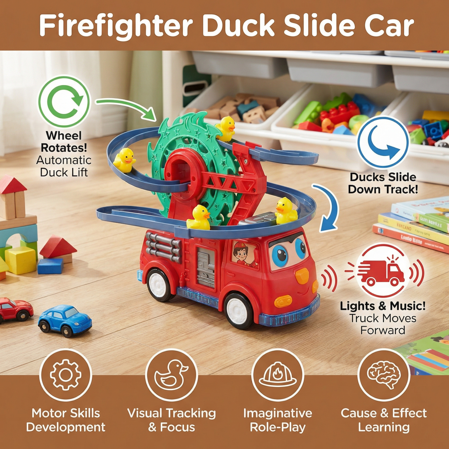 Firefighter Duck Slide Car