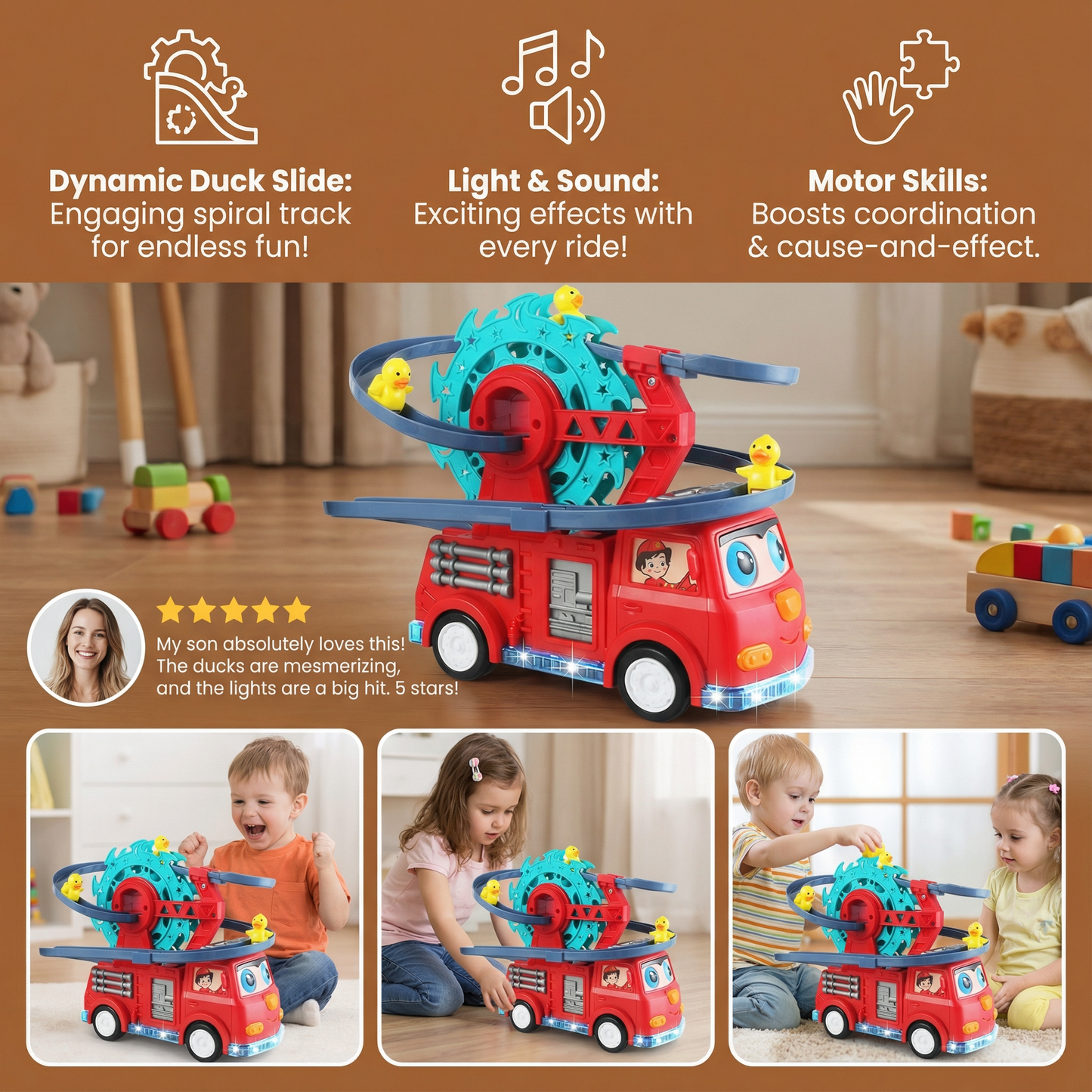 Firefighter Duck Slide Car
