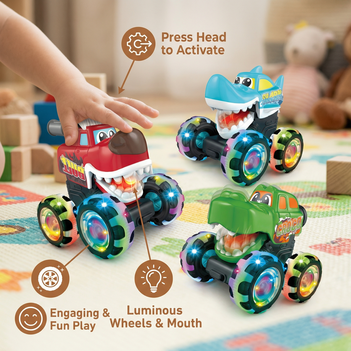 Luminous monster truck toy cars