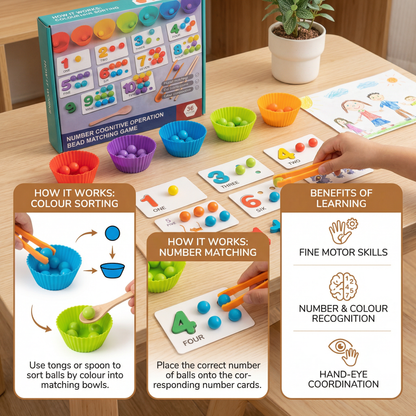Montessori Ball Number and Colour Sorting Set for Learning to Count