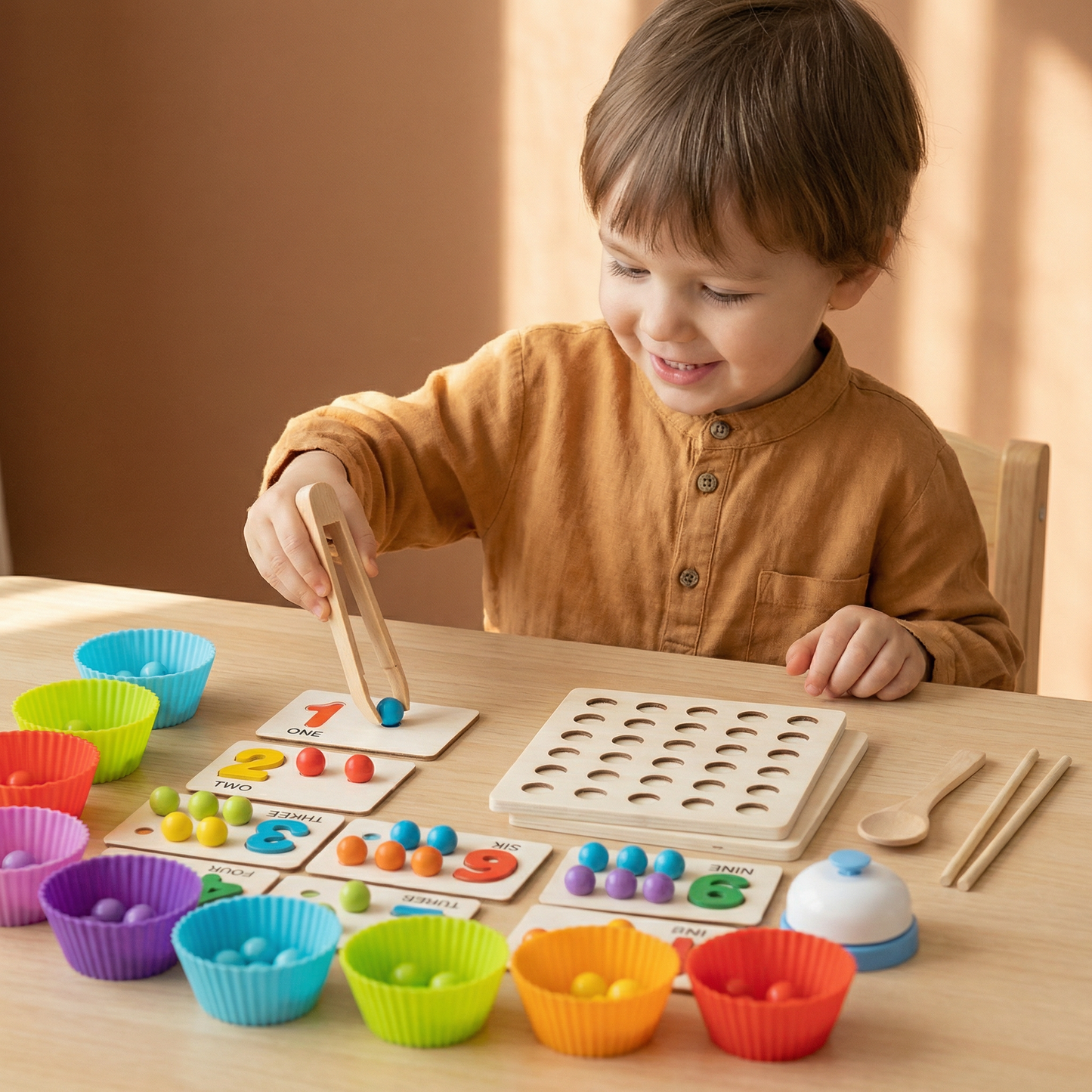 Montessori Ball Number and Colour Sorting Set for Learning to Count