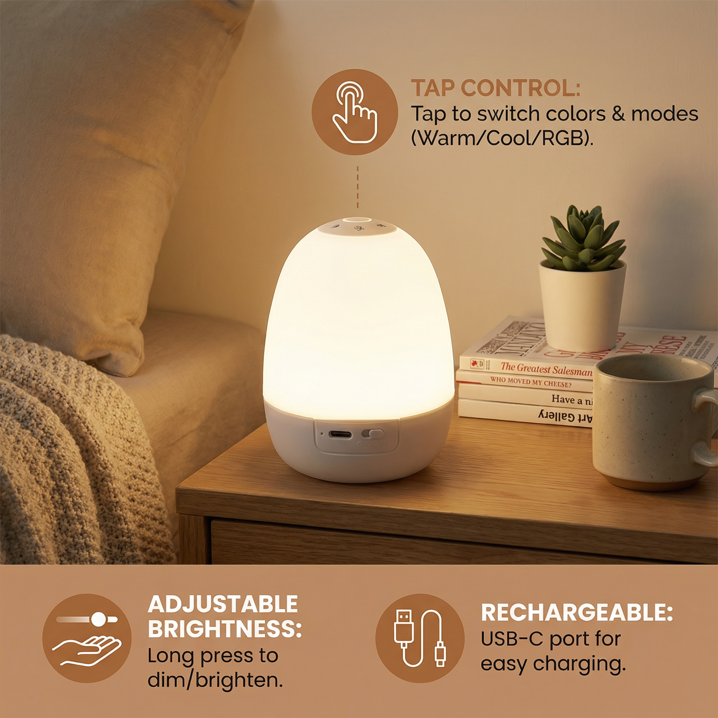 Egg-Shaped Silicone Night Light