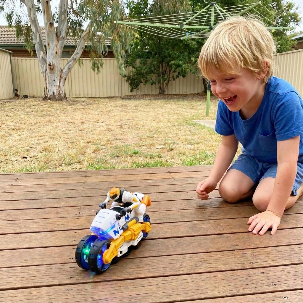 Kids Transformable Stunt Motorcycle Toy with 360 Degree Rotating Action