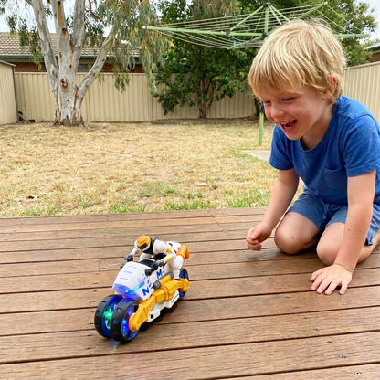 Kids Transformable Stunt Motorcycle Toy with 360 Degree Rotating Action
