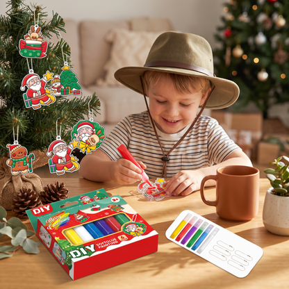 DIY Christmas No-Bake Glue Painting Ornament Craft Kit for Kids