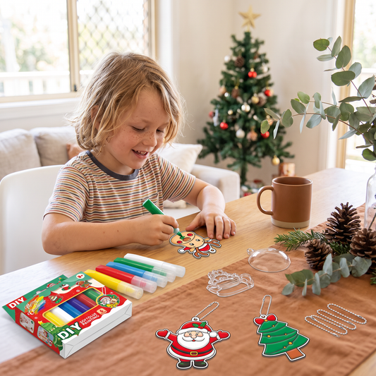 DIY Christmas No-Bake Glue Painting Ornament Craft Kit for Kids